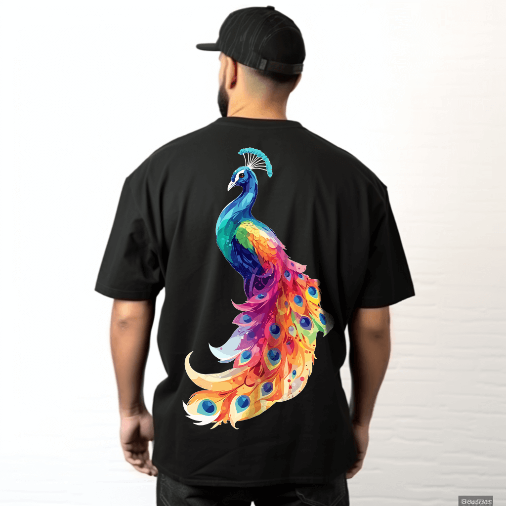 Krishna Peacock Oversized Printed Tshirt