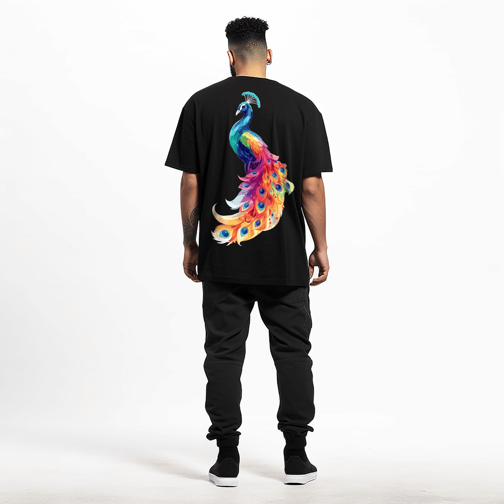 Krishna Peacock Oversized Printed Tshirt