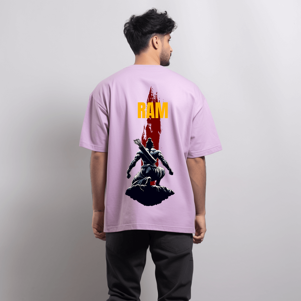 Ram Printed Lavender Oversize Tshirt for Men