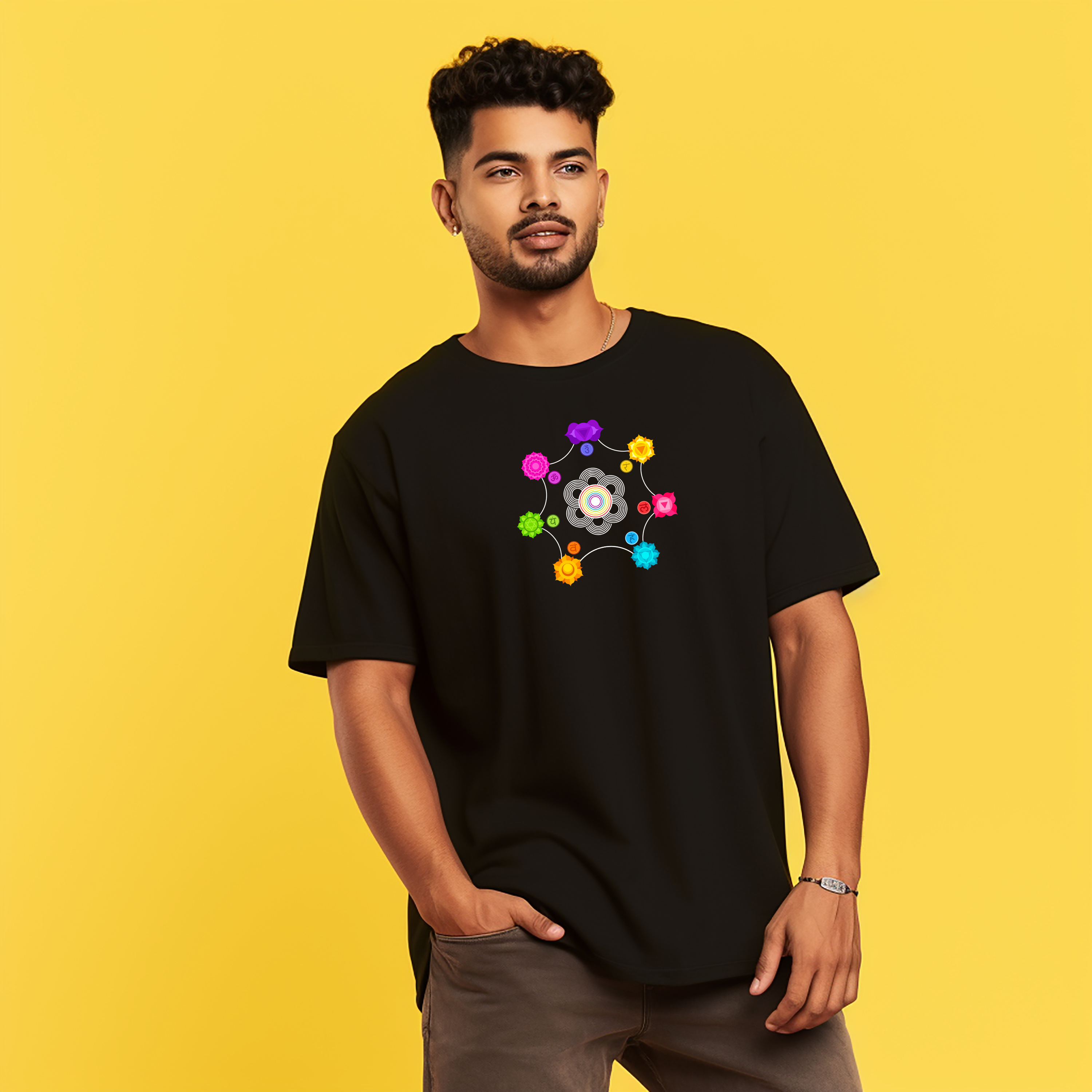 7 chakras flower Oversized Printed Tshirt for Men and Women