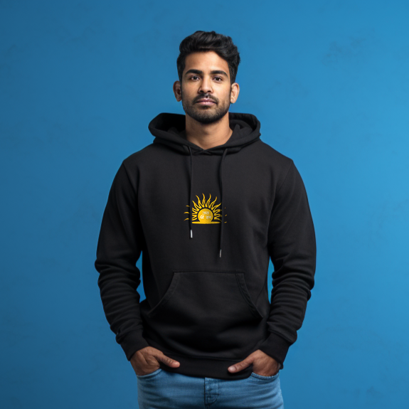 Ayodhya Pati Ram Printed Black Hoodie for Men - Main Image