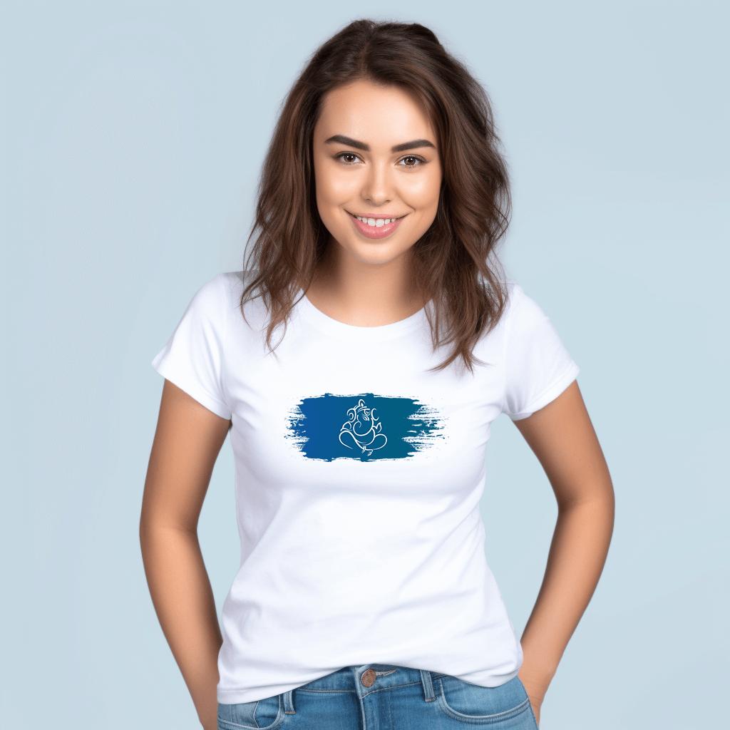 Stylish Ganesha Graphic Printed T-Shirt For Women