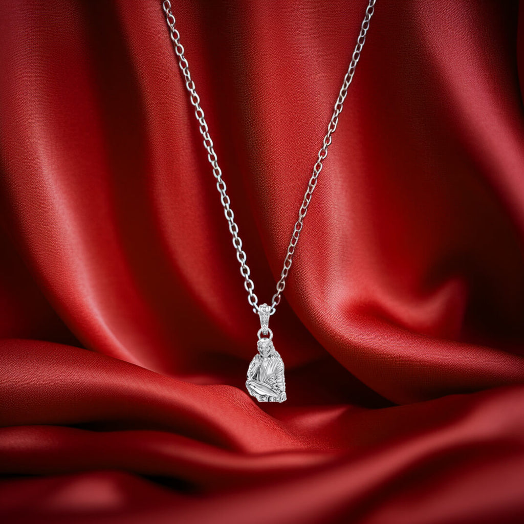 Lord Sai Baba Silver Locket With Chain – Prabhubhakti