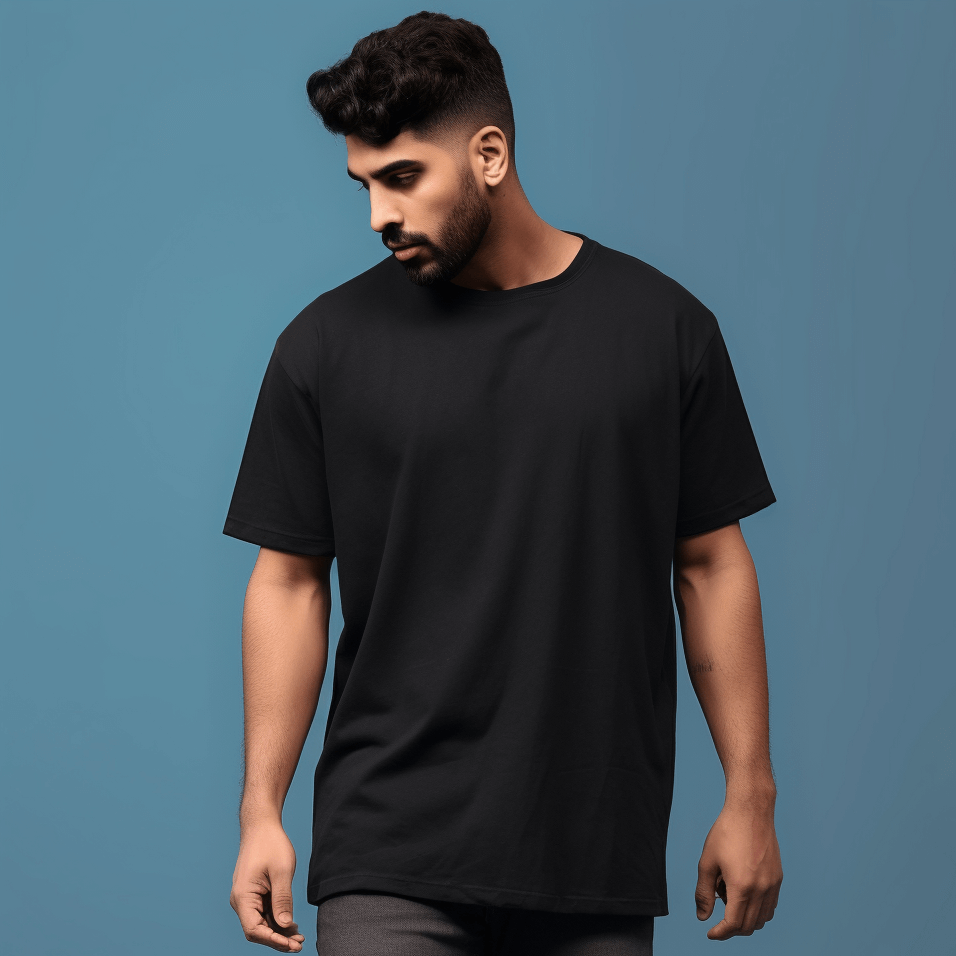 Solid black t shirt mens on sale