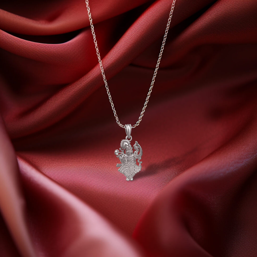 Shrinathji Silver Pendant with Silver Chain – Prabhubhakti