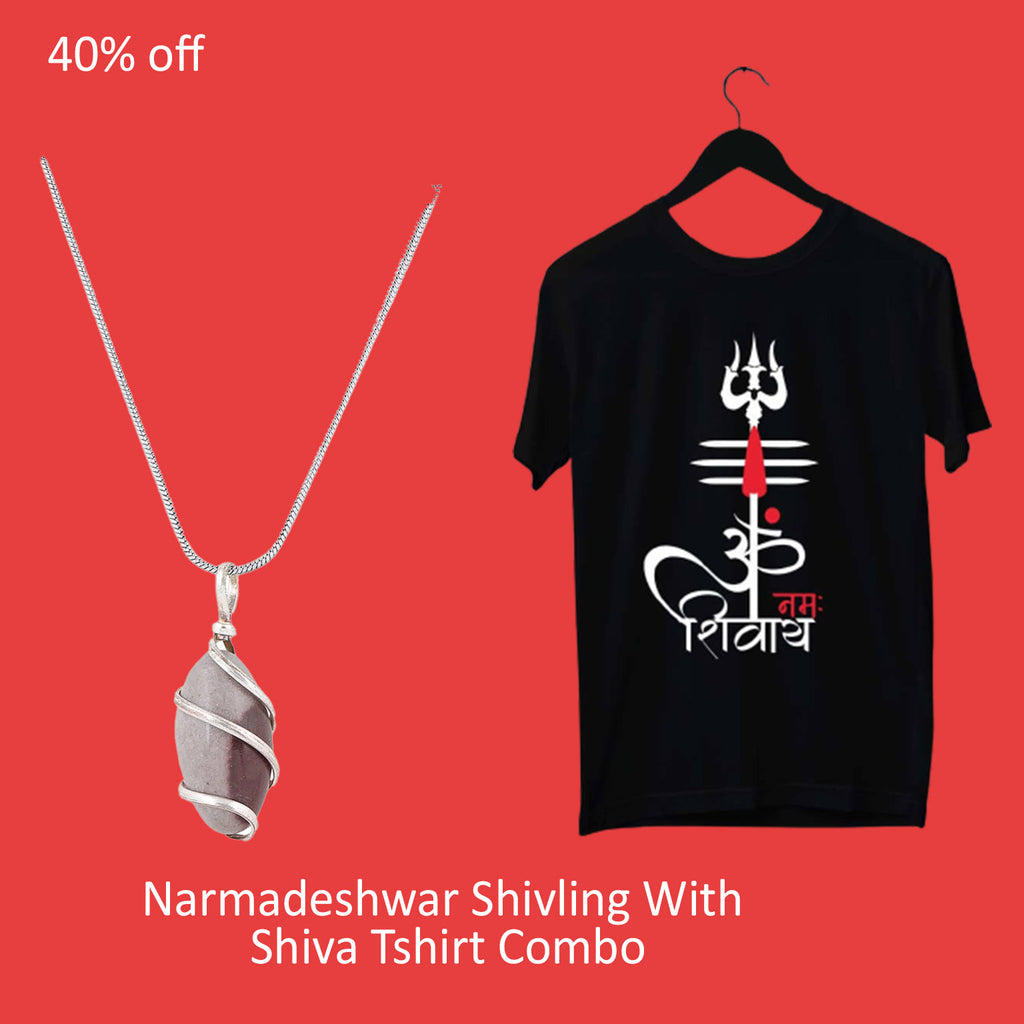 Narmadeshwar Shivling With Om Namah Shivay Printed Tshirt