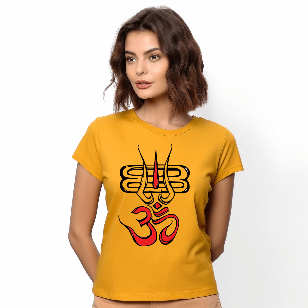 Om with Trishul Printed t-shirt for Women