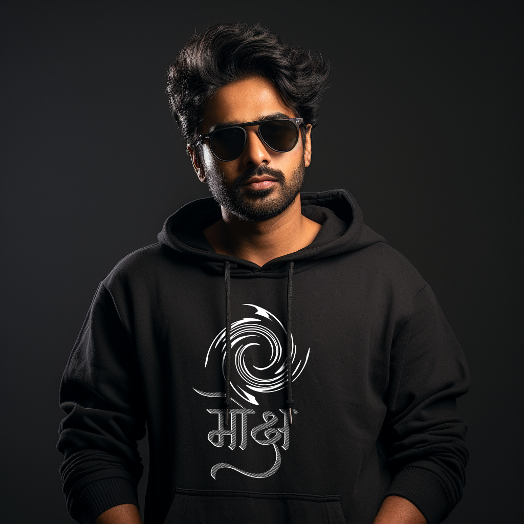 Moksh Printed Black Hoody for Men and Women