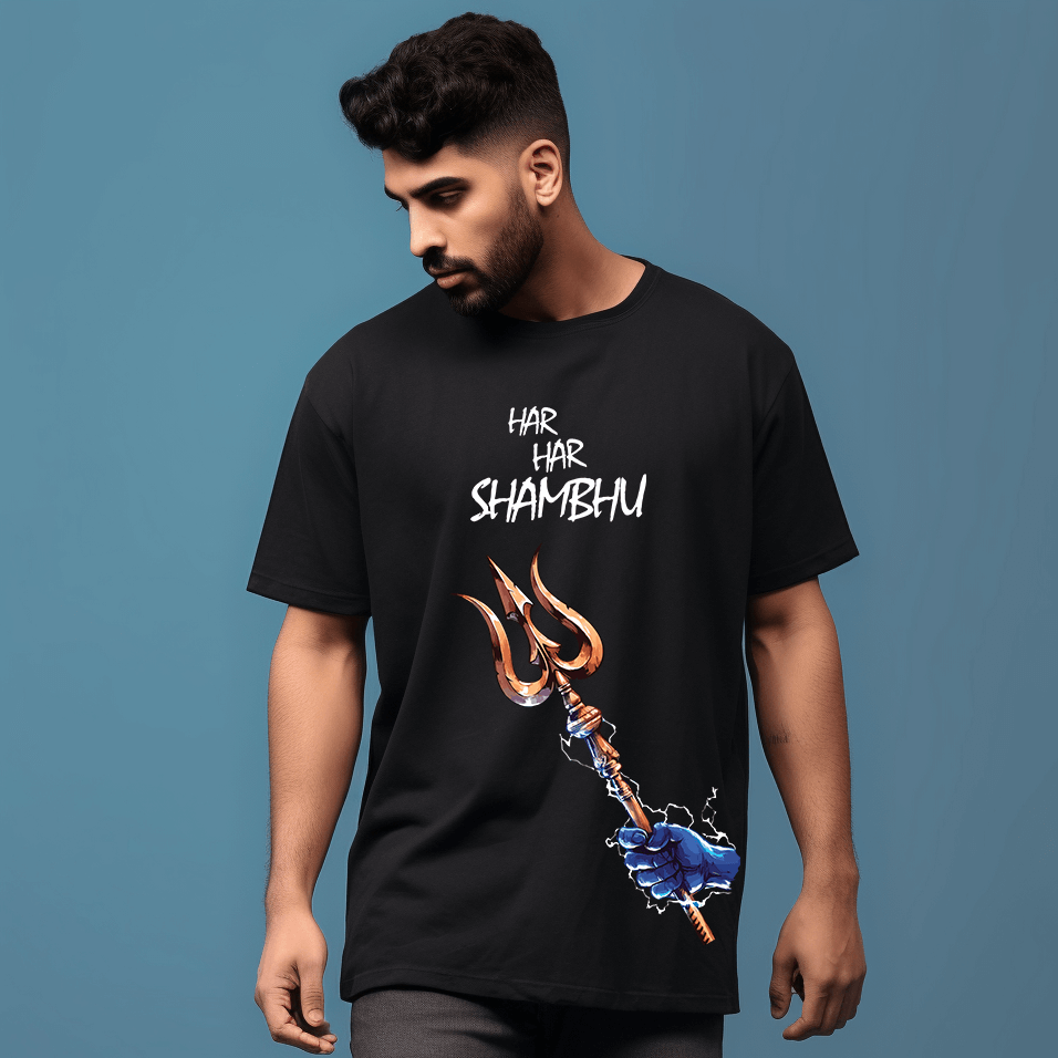 Har Har Shambhu Printed Oversized Tshirt for Men and Women