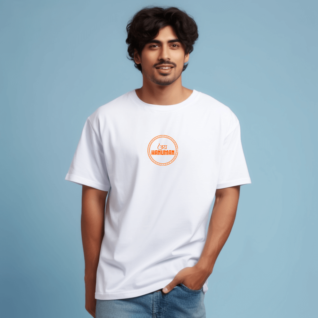 Mahabali Bajrangbali White Oversize Printed Tshirt for Men