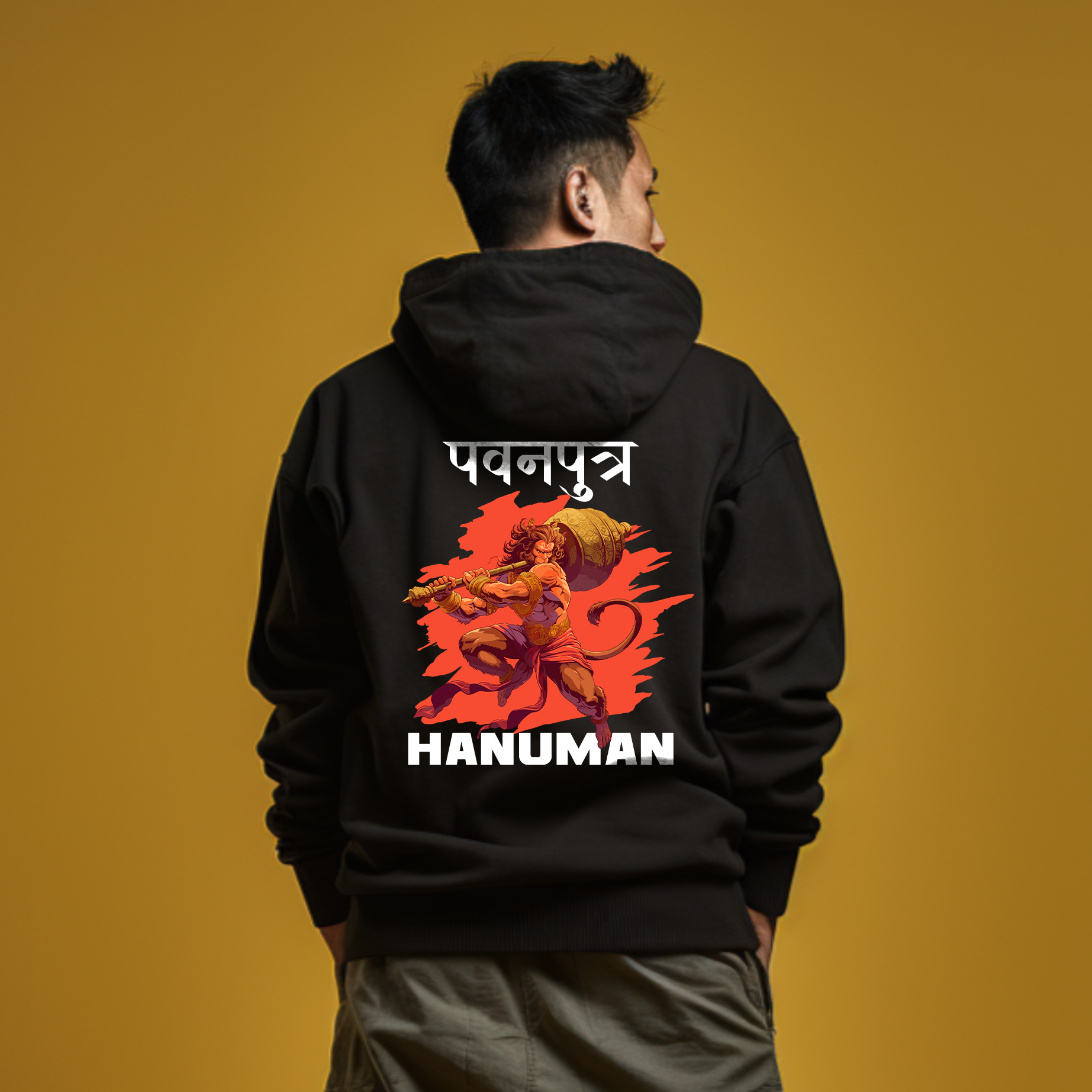 Pawanputra Hanuman Ji Printed Hoodie for Men