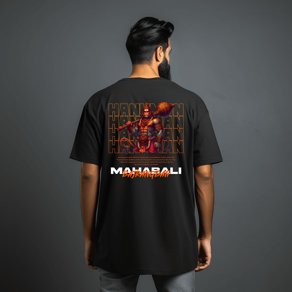 Mahabali Bajrangbali Black Oversize Printed Tshirt for Men