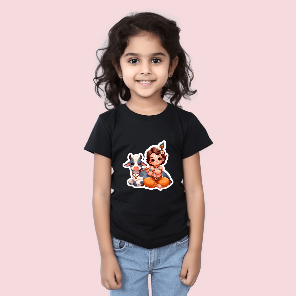 Shri Krishna ji with Cow Tshirt For Kids