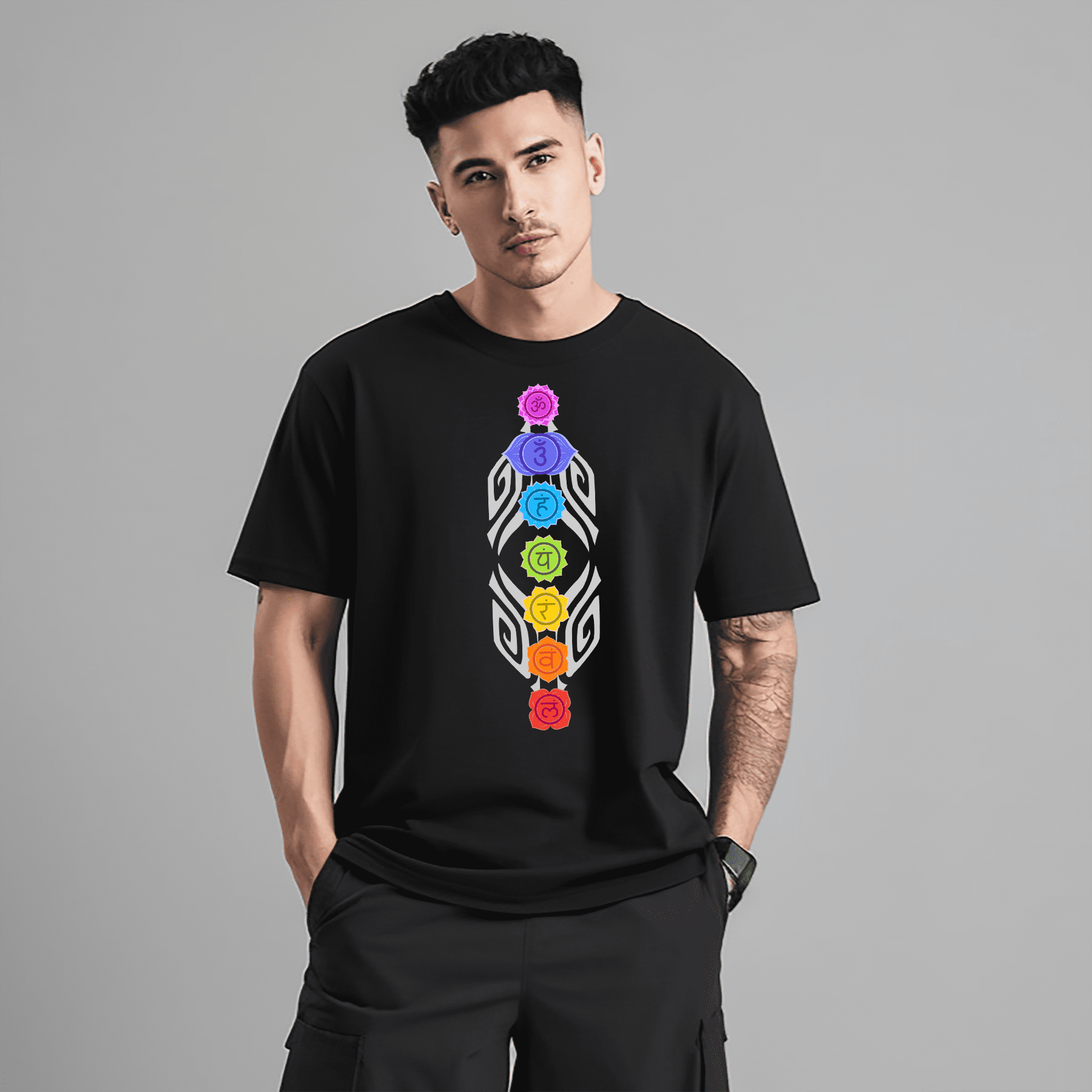 7 chakras Oversized Printed Tshirt for Men and Women