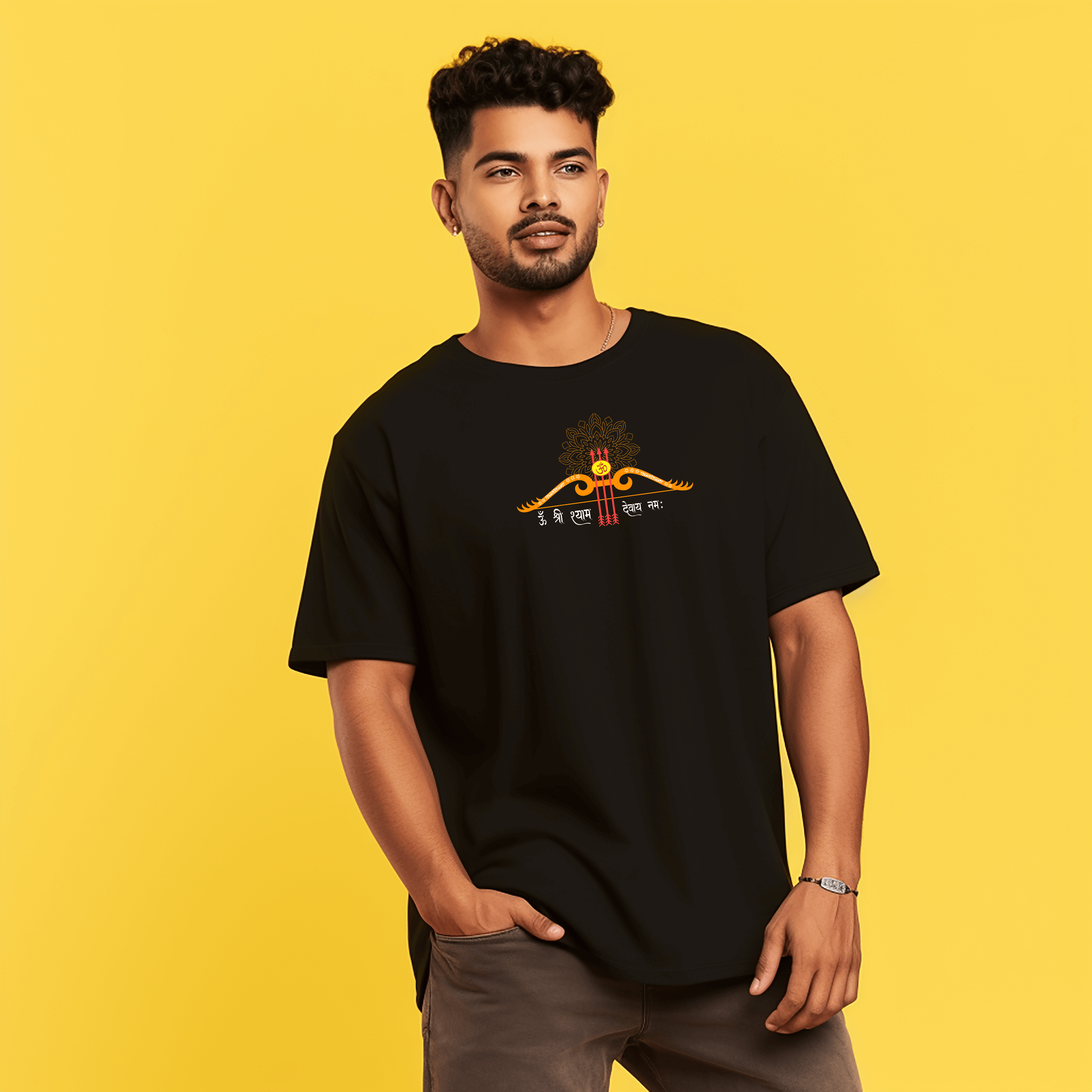 Teen Baan Dhari Oversize Printed Black Tshirt – Prabhubhakti