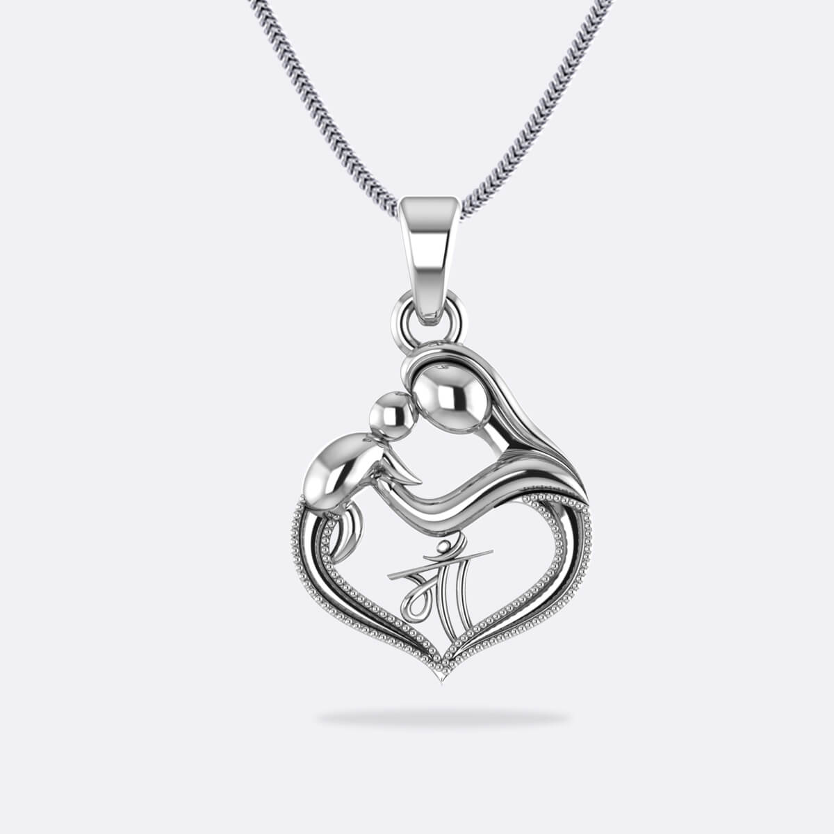 Mother and Child Love Heart Silver Pendant