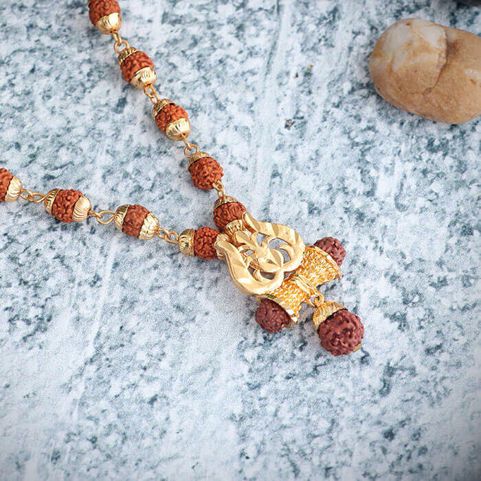 Panchmukhi Rudraksha Mala Trishul Locket – Prabhubhakti