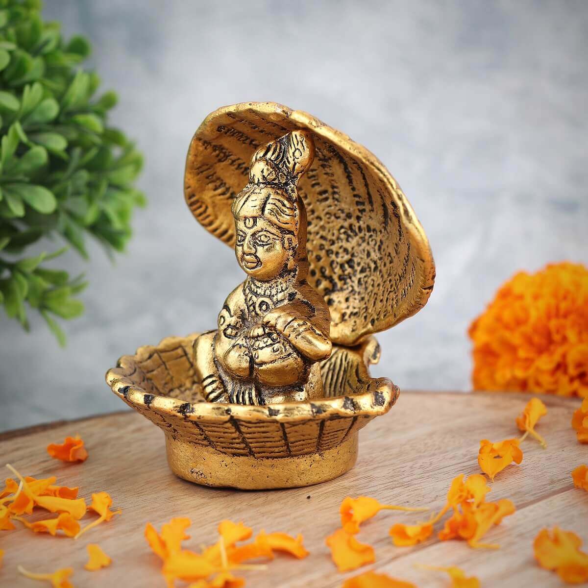Brass Finish Ladoo Gopal Idol