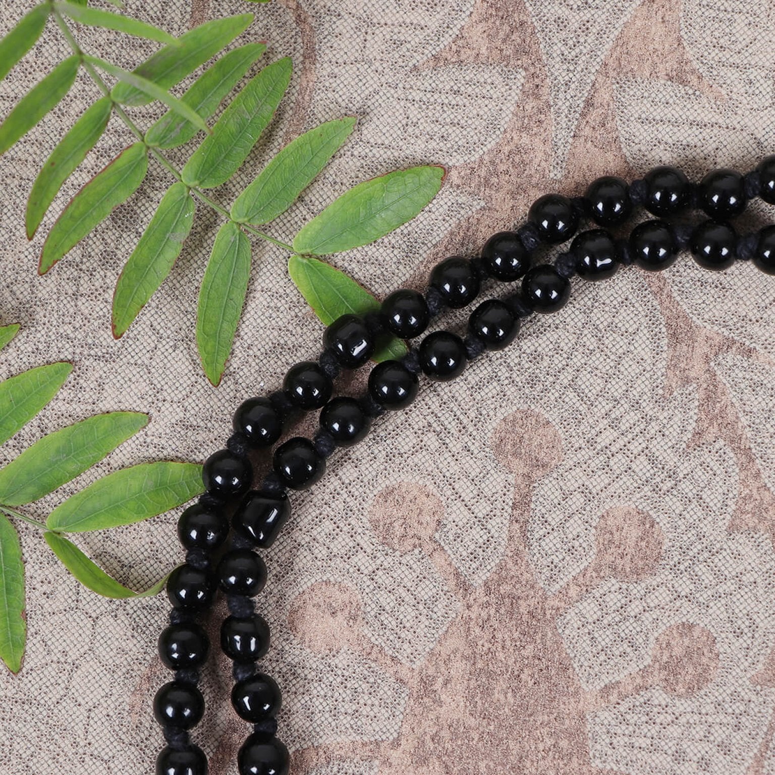 Energized Natrual Black Hakik Mala / Black Agate 8mm108 Beads Japa Mala