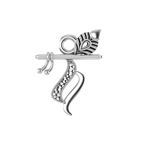 Shri Krishna Mor Pankh with Murli  Silver Pendant for Women & Men Without Chain
