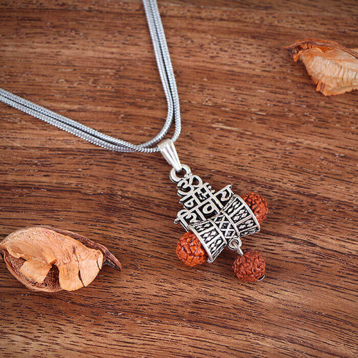 Mahadev Shiva Rudraksha Silver Locket With Om Namah Shivaay for Men An ...