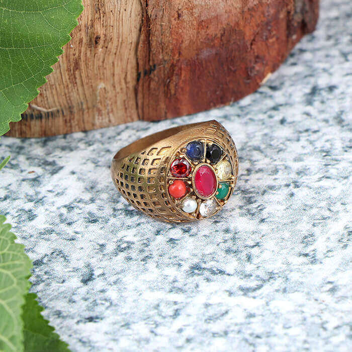 Buy Navaratna Ring in India | Chungath Jewellery Online- Rs. 190,510.00