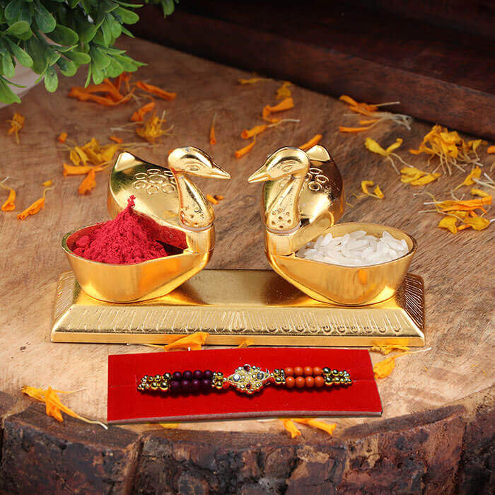 Set of Rakhi Roli And Chawal With Container