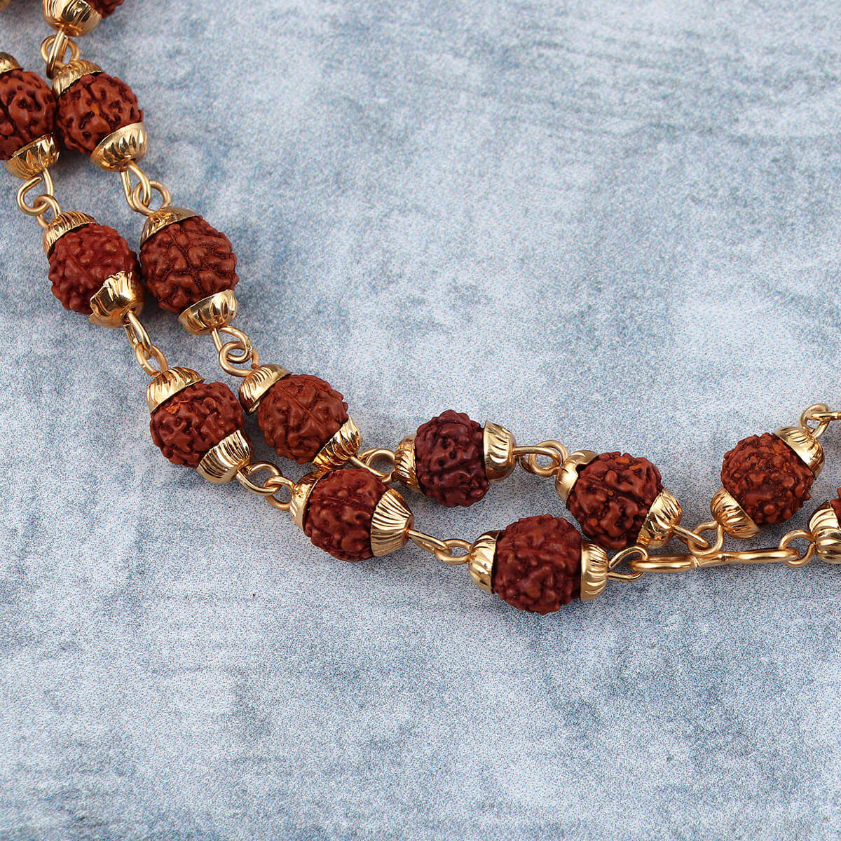 Buy Gold Capping Panchmukhi Rudraksha Mala Online