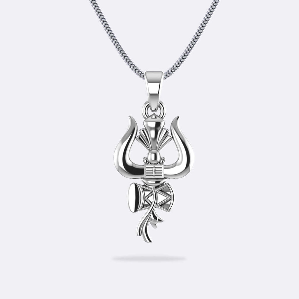Mahadev Locket silver Shiva Trishul With Damru Pendant – Prabhubhakti